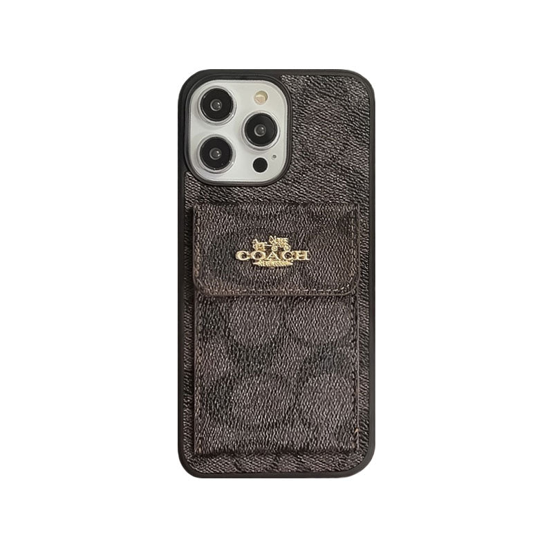 Classic iPhone Case With Card Holder Wallet Light Brown -SZK240425