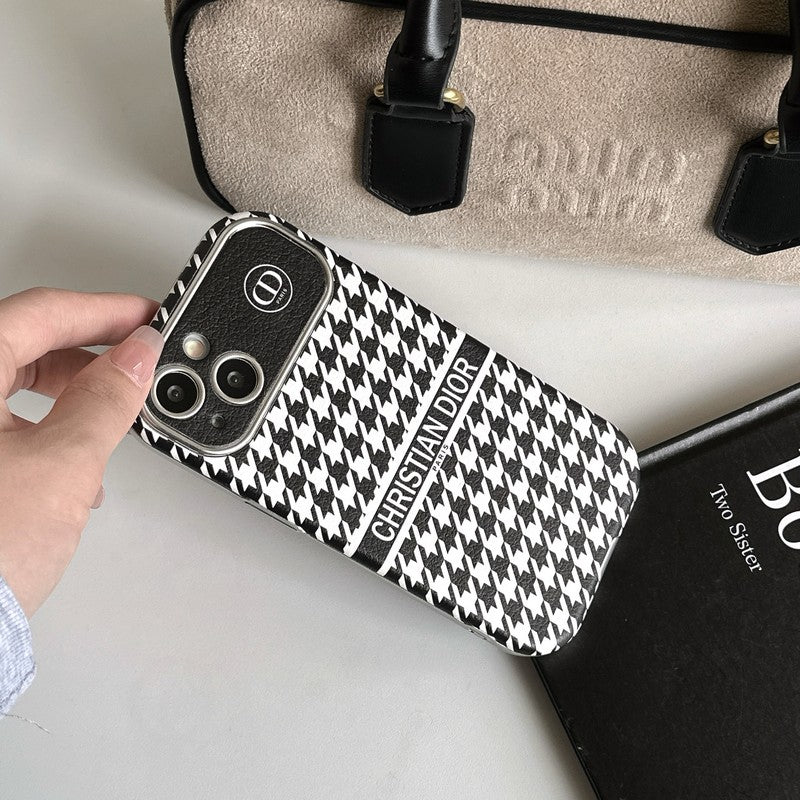 Fashion White & Brown Color Leather iPhone Case