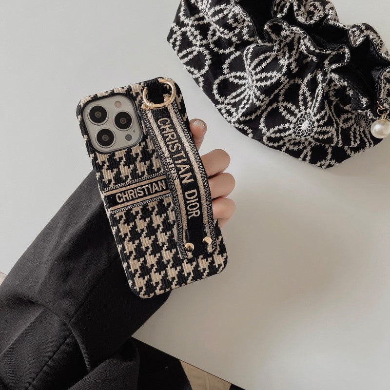 Fashion Houndstooth Wristband iPhone Case