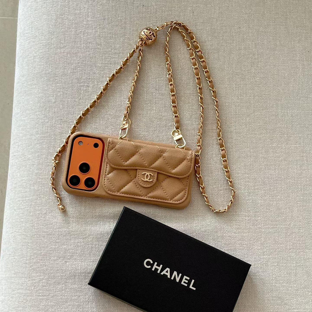 Luxury Wallet iPhone Case With Hand /Crossbody Chain